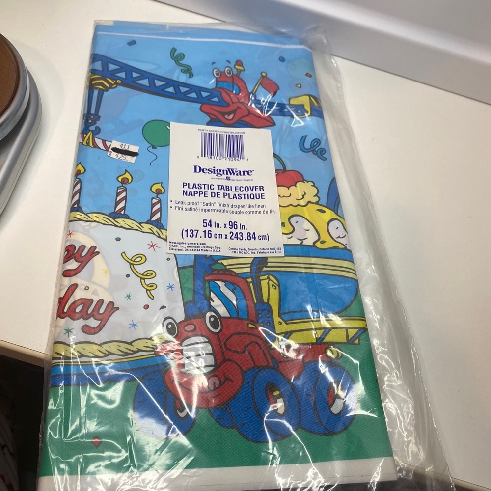 DesignWare Birthday Party Plastic Tablecloth 54" x 96" tablecover Vehicles